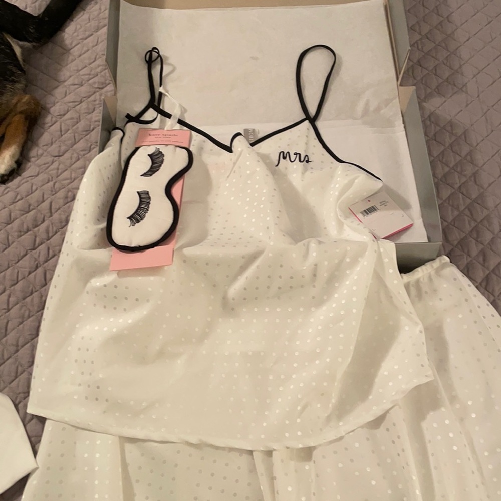 Never worn Kate Spade “Mrs” pajama set